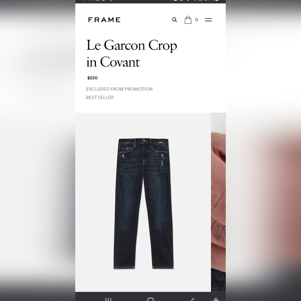 Frame Le Garcon crop jeans. Size 28.